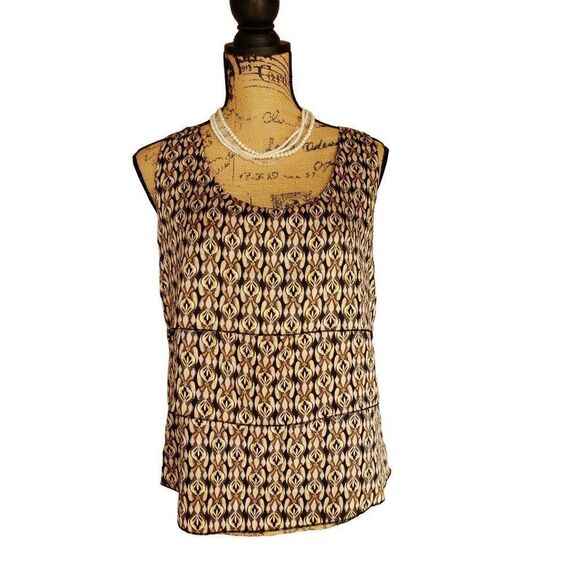 Woman's Sleeveless Blouse Tier Layered Geometric Print Dressy Shell Size 8 NWOT - Picture 6 of 7